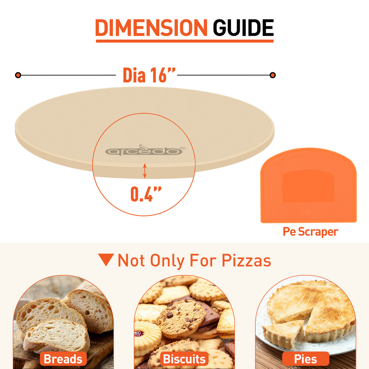 Arcedo Round Pizza Stone for Grill 16 Inch