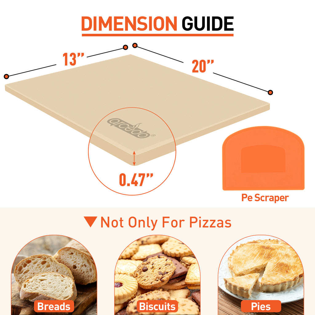 Arcedo Rectangular Pizza Stone for Grill 20 x 13.5 Inch
