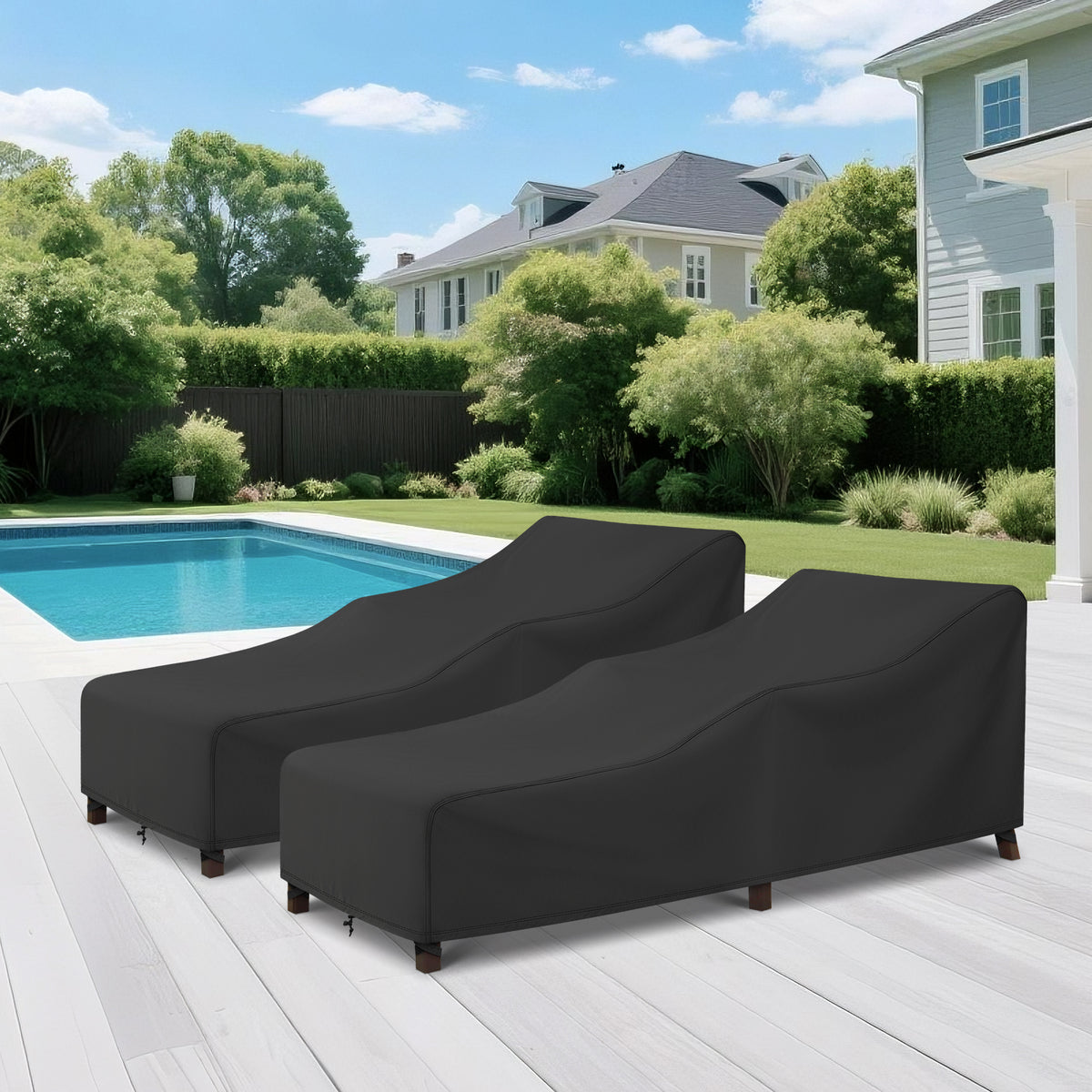Arcedo Outdoor Lounge Chair Covers 2 Pack, 76" x 32" x 32" H, Black