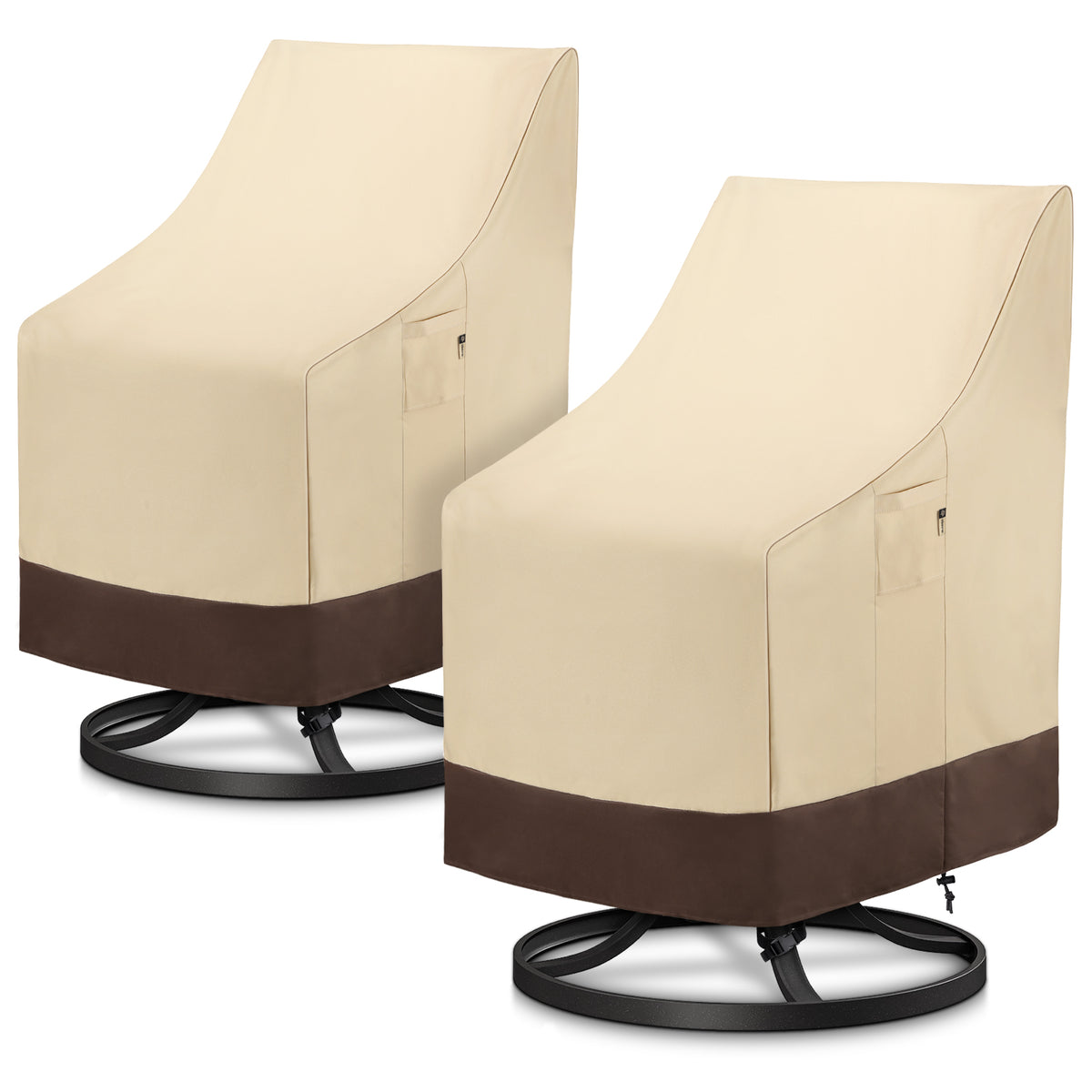 Arcedo Outdoor High Back Chair Covers Waterproof 2 Pack, 29"W x 30"D x 42"H, Beige & Brown