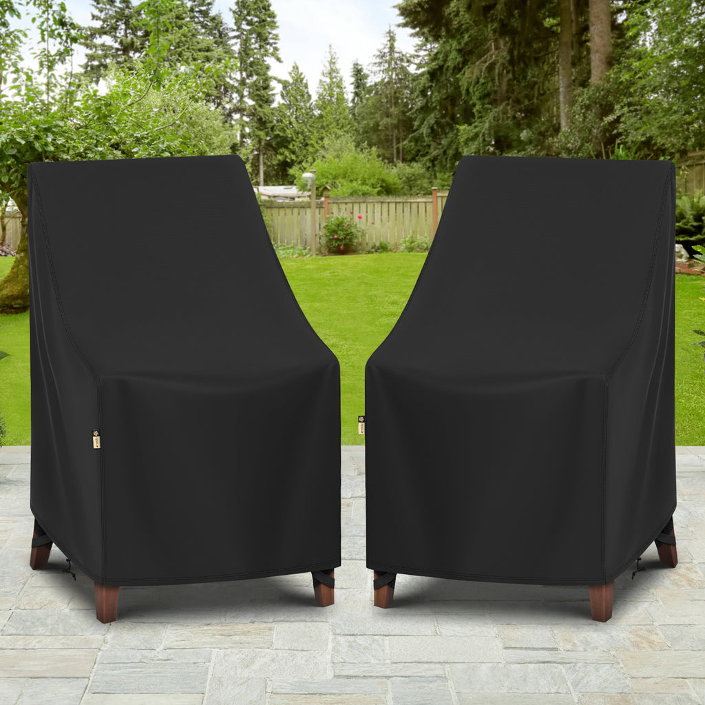 Arcedo High Back Patio Chair Cover 2 Pack, 27"W x 30"D x 42"H, Black