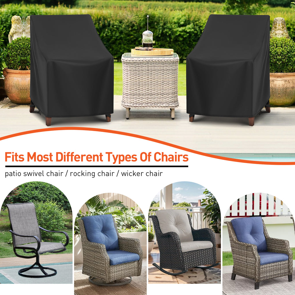 Arcedo Waterproof Outdoor Chair Covers 2 Pack, 34"W x 30"D x 38.5"H, Black