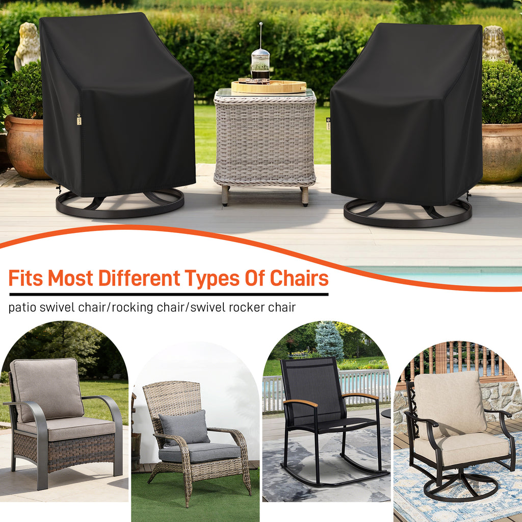 Arcedo Patio Chair Covers Waterproof 2 Pack, 33" W x 35" D x 36" H, Black