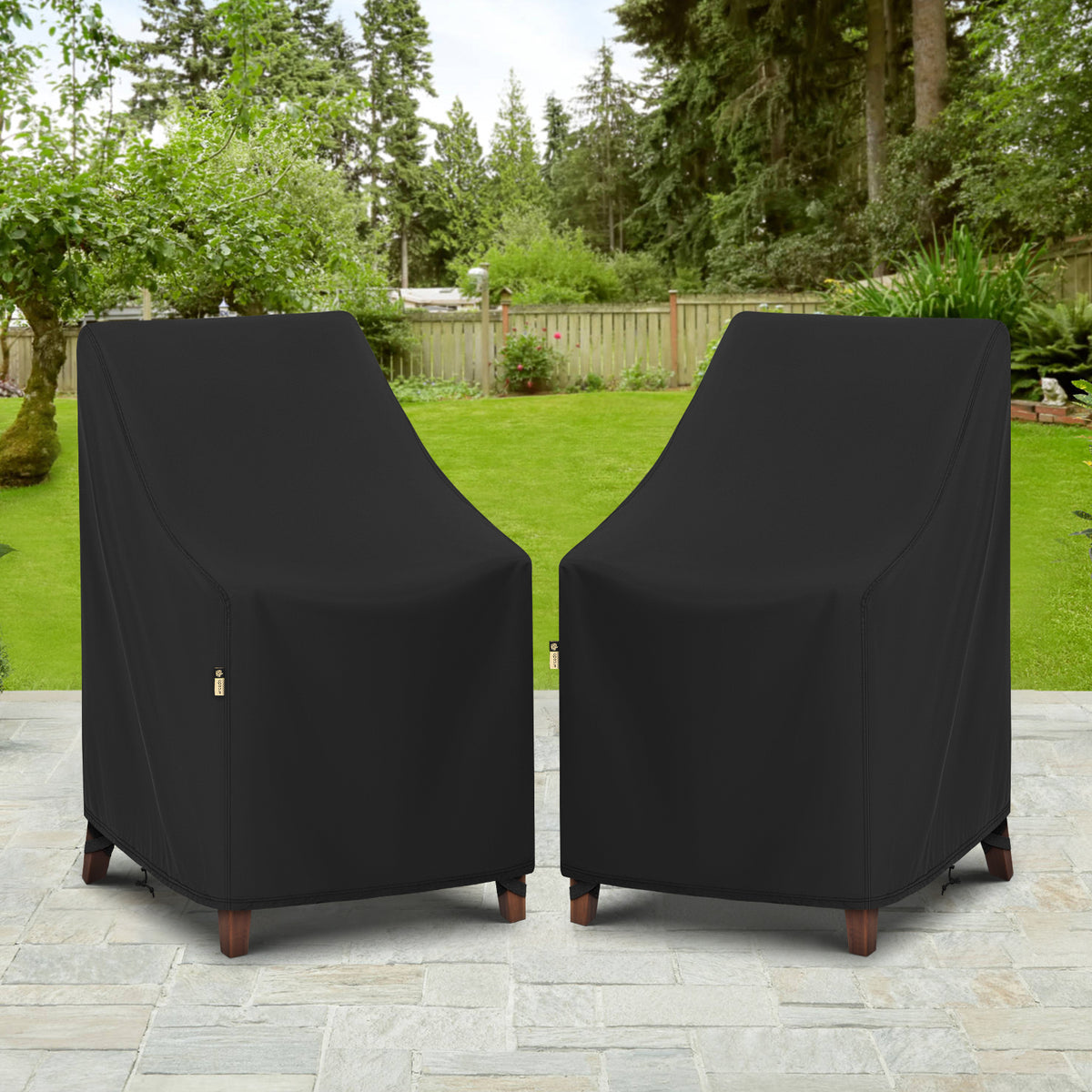 Arcedo High Back Patio Chair Covers 2 Pack, 27" W x 27" D x 49" H, Black