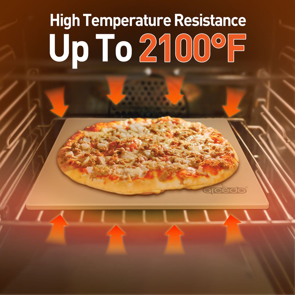 Arcedo Square Pizza Stone for Oven and Grill 13 x 13 Inch