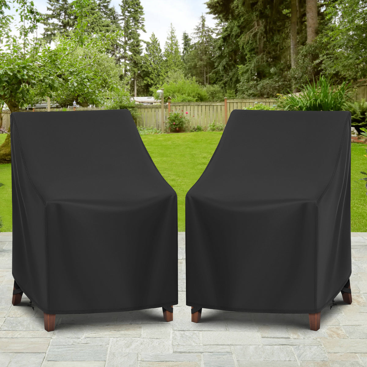 Arcedo Waterproof Outdoor Chair Covers 2 Pack, 34"W x 30"D x 38.5"H, Black