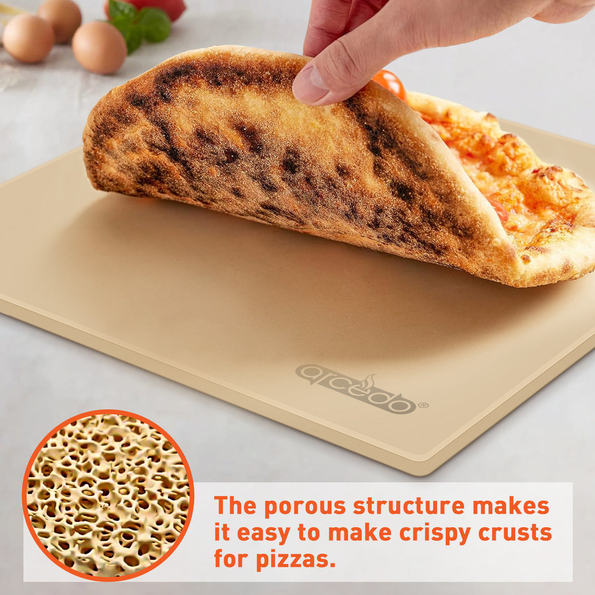 Arcedo Square Pizza Stone for Oven and Grill 13 x 13 Inch