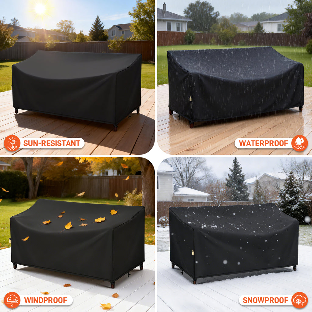 Arcedo Waterproof 2-Seater Loveseat Covers, 54" W x 37" D x 35" H, Black