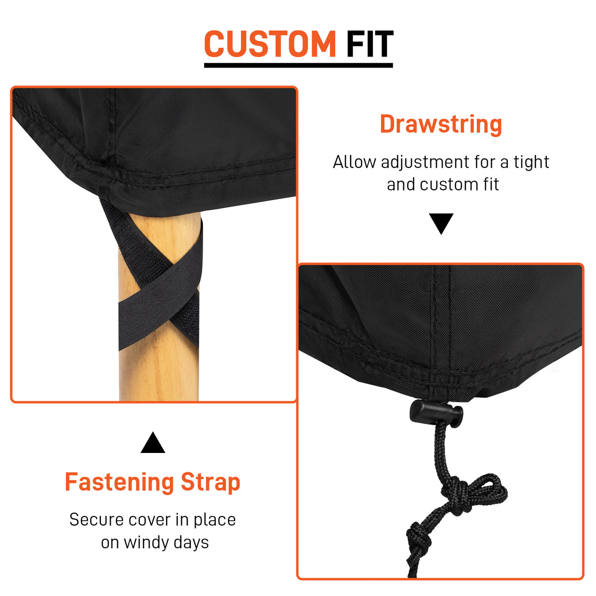 Arcedo Outdoor Lounge Chair Covers 2 Pack, 76" x 32" x 32" H, Black