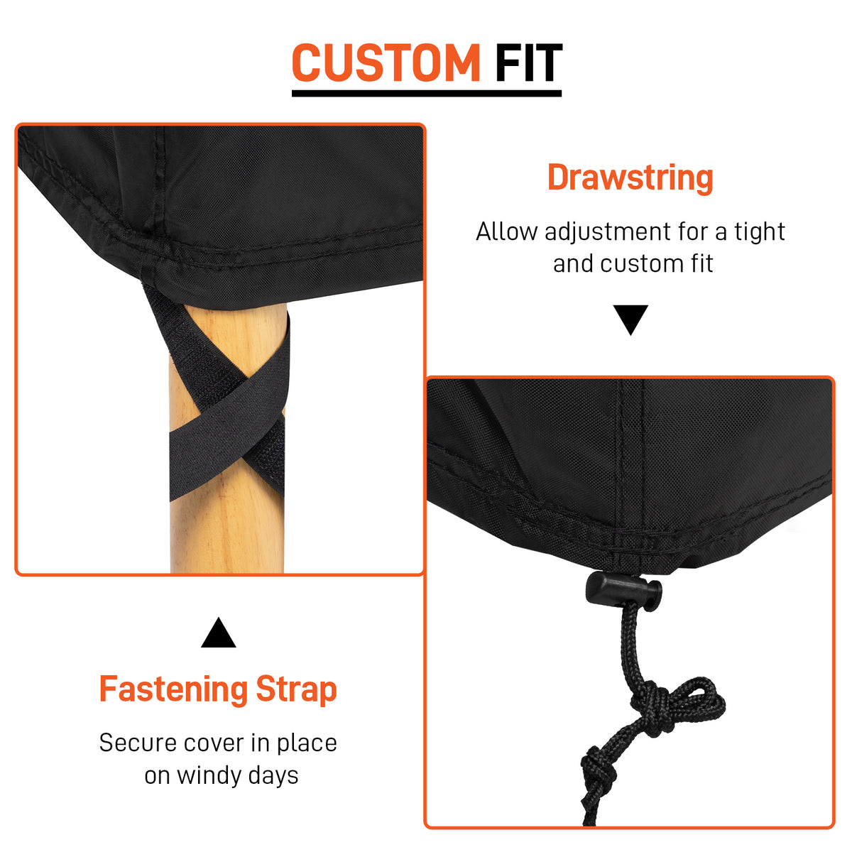 Arcedo High Back Patio Chair Covers 2 Pack, 27" W x 27" D x 49" H, Black