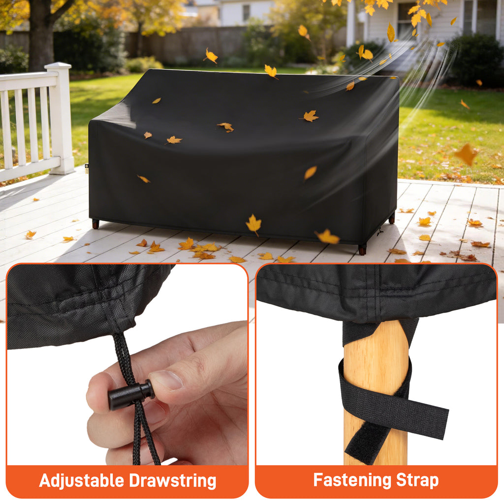 Arcedo Waterproof 3-Seater Sofa Cover, 79" W x 37" D x 35" H, Black