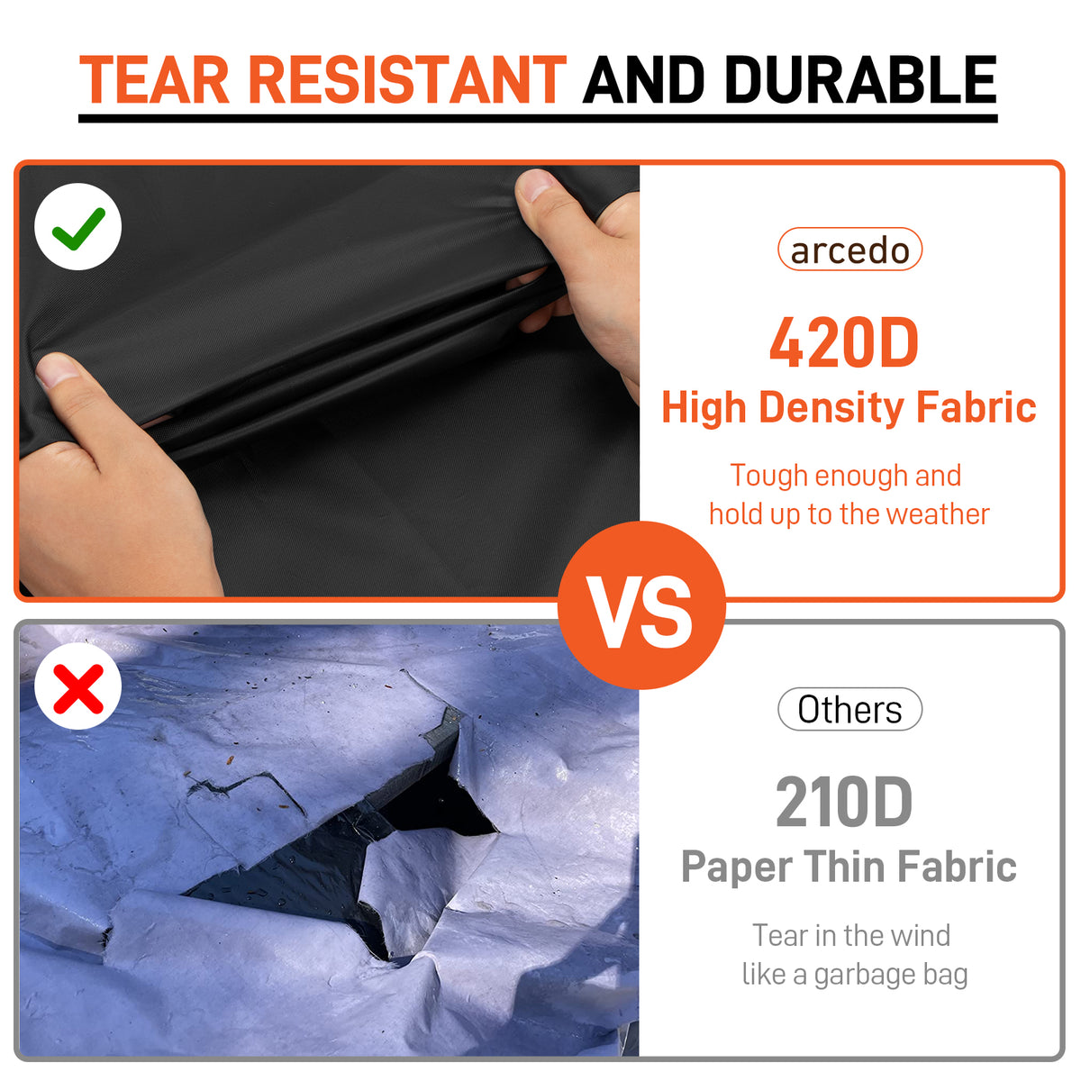 Arcedo High Back Patio Chair Cover 2 Pack, 27"W x 30"D x 42"H, Black