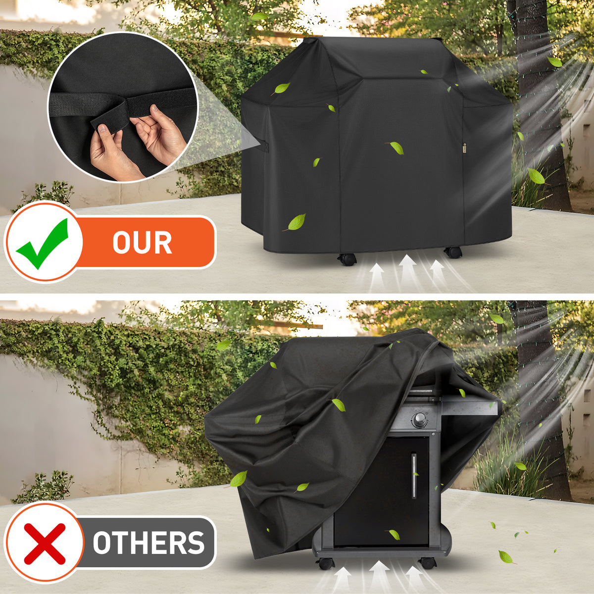 Arcedo Grill Cover 52 Inch Compatible with Weber Spirit 200 Gas Grill, Black