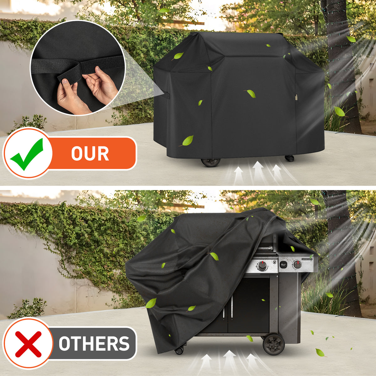 Arcedo Grill Cover 65 Inch Compatible with Weber Genesis II 400 Series Gas Grill, Black
