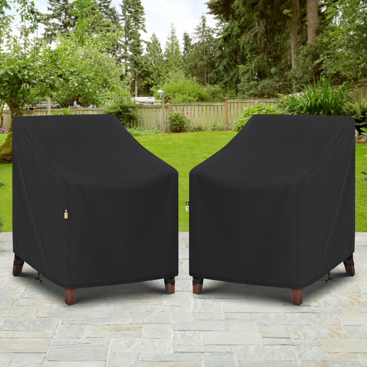 Arcedo Waterproof Patio Chair Covers 2 Pack, 27"W x 34"D x 32"H, Black