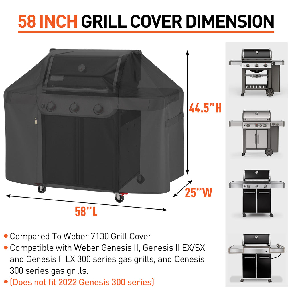 Arcedo Grill Cover 58 Inch Compatible with Weber Genesis II LX Grills, Black