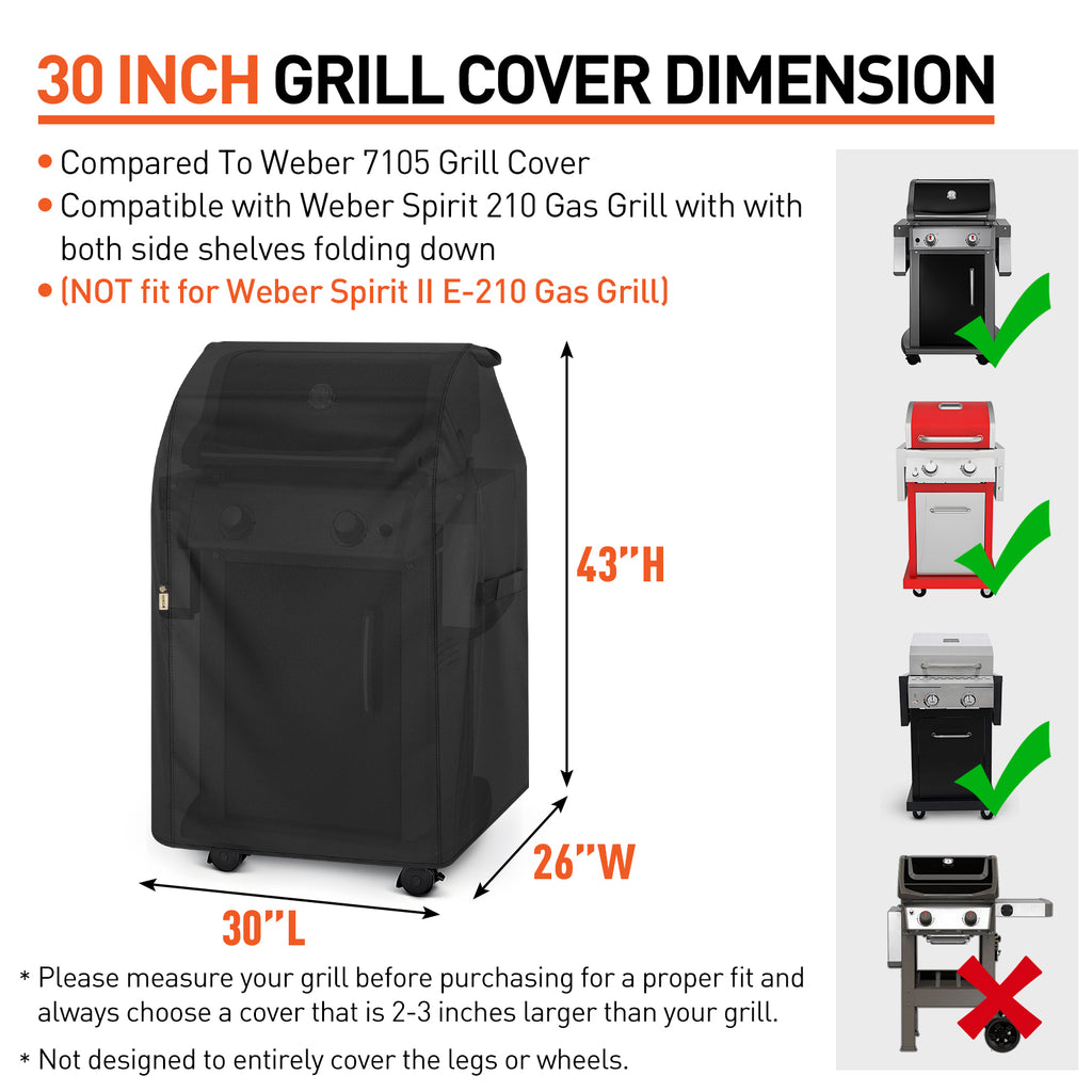 Arcedo Grill Cover 30 Inch Compatible with Weber Spirit 210 Gas Grills, Black