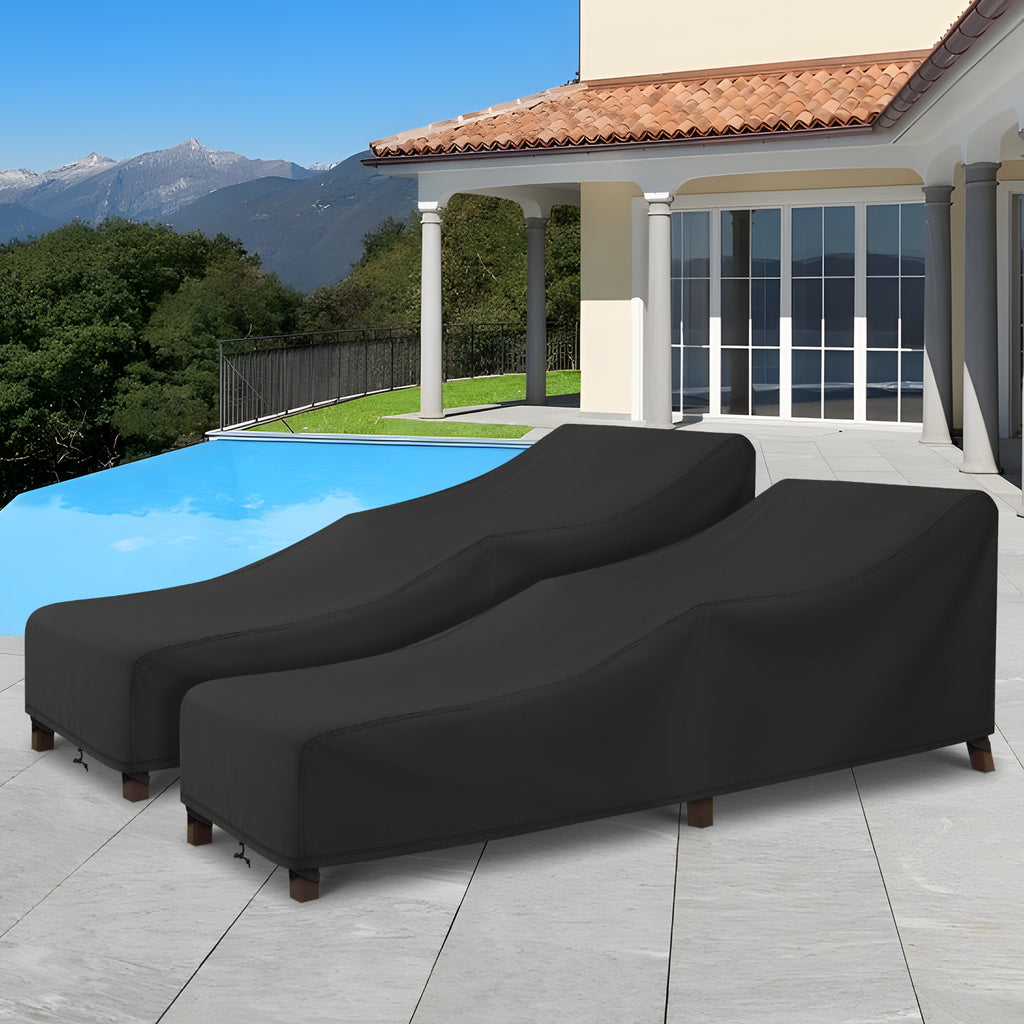 Arcedo Outdoor Chaise Lounge Chair Cover 2 Pack, 68" x 30" x 26" H, Black