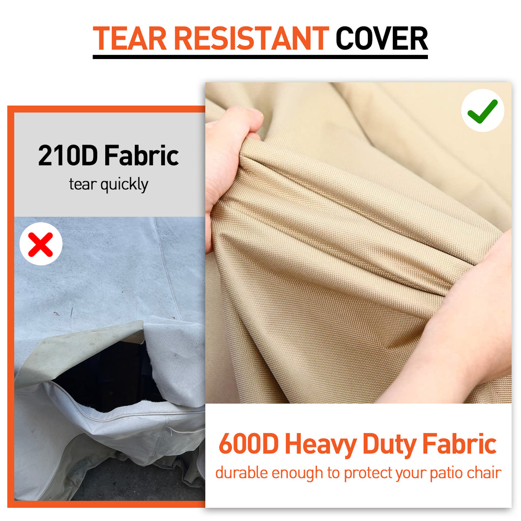 Arcedo Waterproof Patio Chair Covers 2 Pack, 34"W x 37"D x 36"H, Beige & Brown