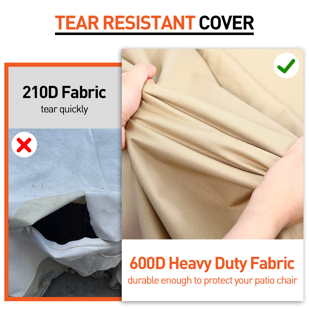 Arcedo Waterproof Patio Chair Covers 2 Pack, 34"W x 37"D x 36"H, Beige & Brown