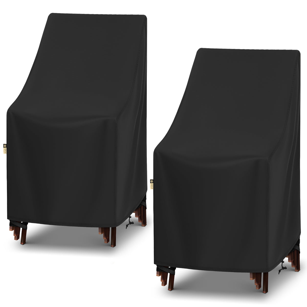 Arcedo High Back Patio Chair Covers 2 Pack, 27" W x 27" D x 49" H, Black