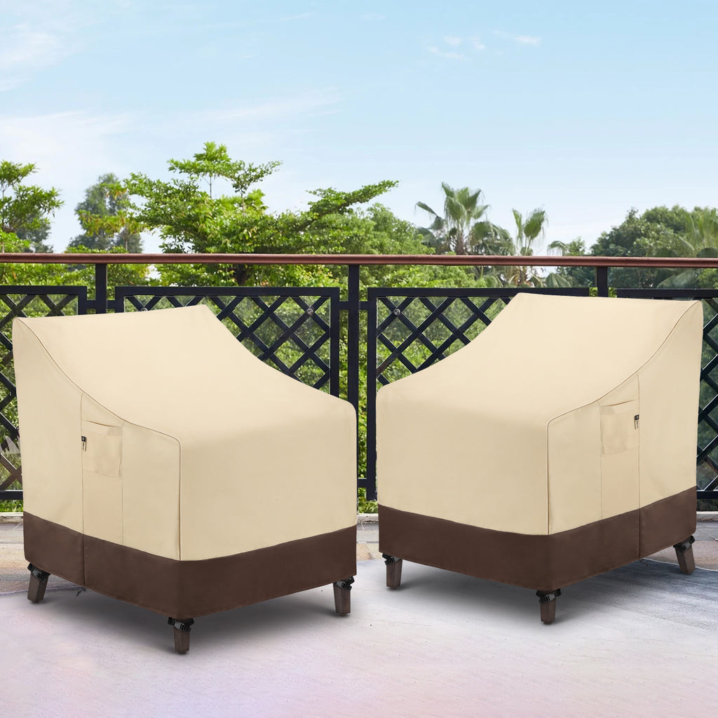 Arcedo Waterproof Patio Chair Covers 2 Pack, 34"W x 37"D x 36"H, Beige & Brown