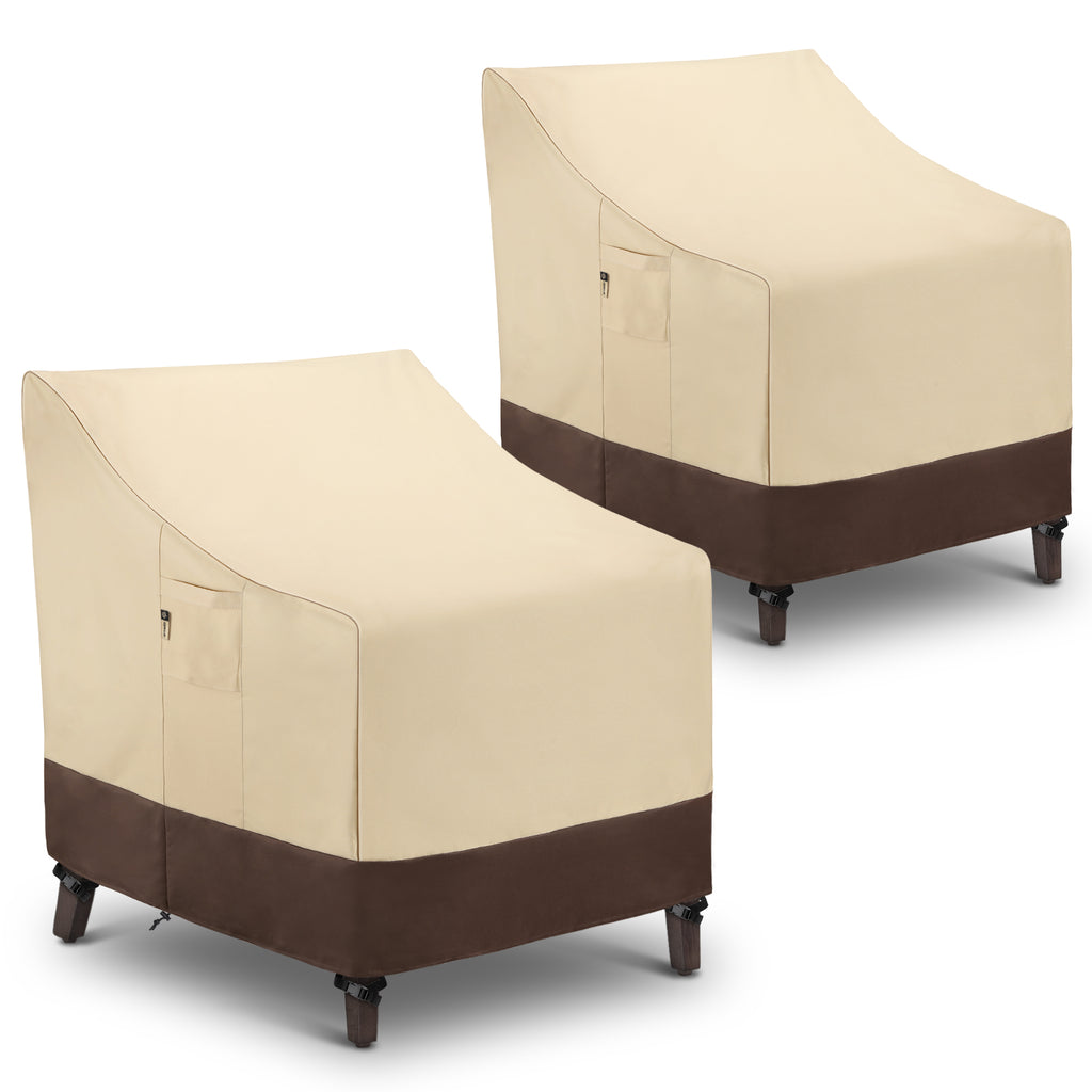 Arcedo Waterproof Patio Chair Covers 2 Pack, 34"W x 37"D x 36"H, Beige & Brown