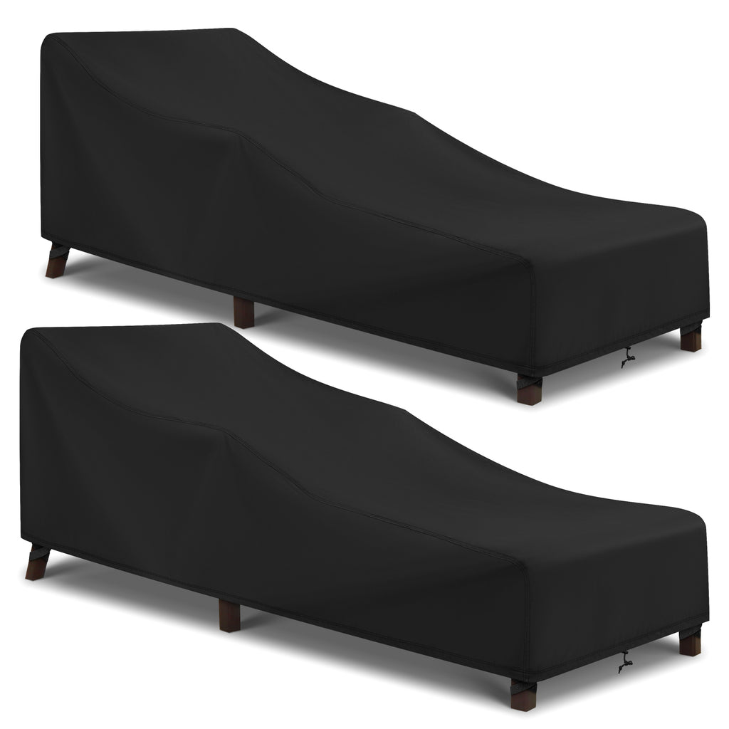 Arcedo Outdoor Chaise Lounge Chair Cover 2 Pack, 68" x 30" x 26" H, Black