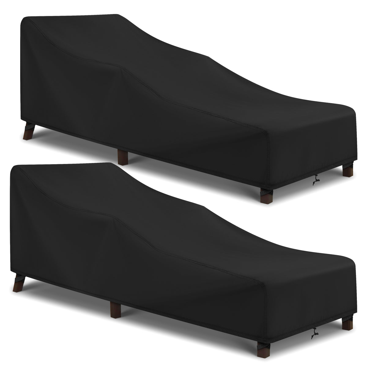 Arcedo Outdoor Chaise Lounge Chair Cover 2 Pack, 68" x 30" x 26" H, Black
