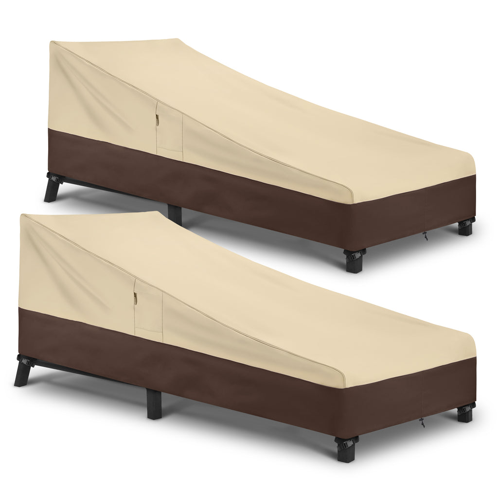 Arcedo Outdoor Lounge Chair Covers 2 Pack,  76"L x 30"W x 25"H, Beige and Brown