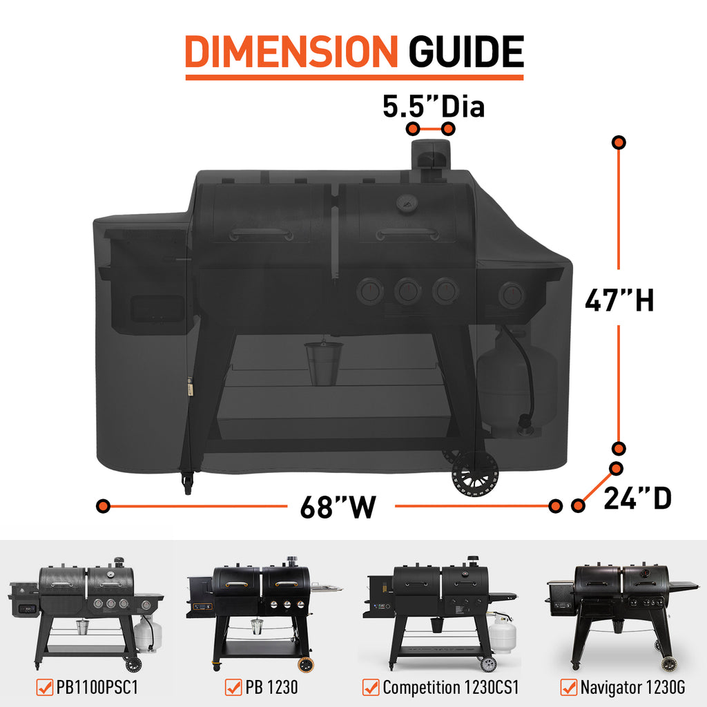 Arcedo Grill Cover Compatible with Pit Boss 1100 Pro Series Pellet Gas Combo Grill, Black