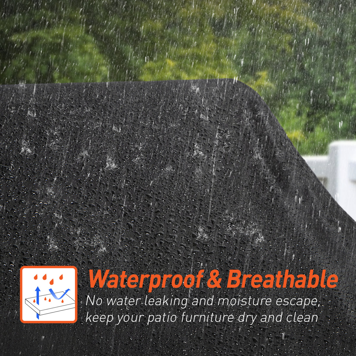 Arcedo Outdoor Sofa Cover 3-Seater Waterproof, 85" W x 37" D x 35" H, Black