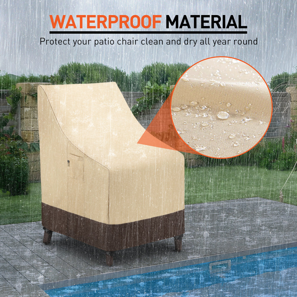 Arcedo Outdoor High Back Chair Covers Waterproof 2 Pack, 29"W x 30"D x 42"H, Beige & Brown
