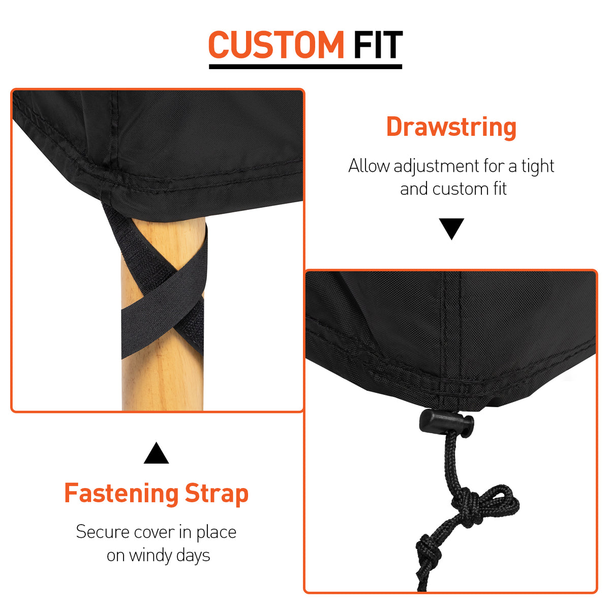 Arcedo Patio Lounge Chair Cover 2 Pack, 84" x 32" x 32" H, Black
