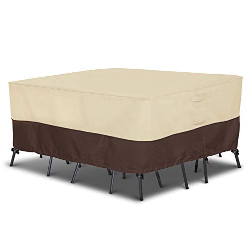 Arcedo 94 Inch Square Patio Furniture Set Cover, Beige & Brown