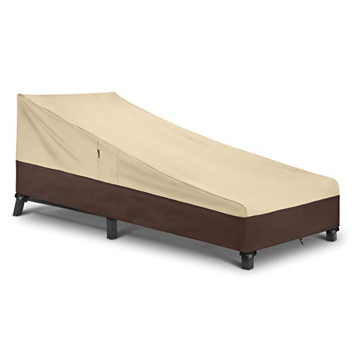 Arcedo 80 Inch Patio Chaise Lounge Cover, Beige & Brown