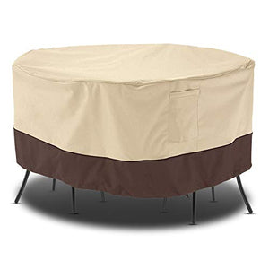 Arcedo 84 Inch Round Patio Furniture Set Cover, Beige & Brown