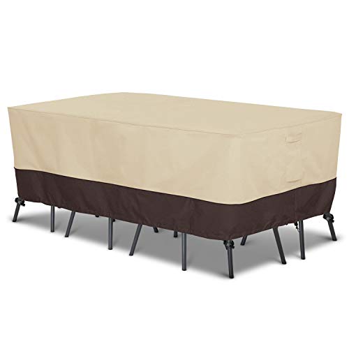 Arcedo 88 Inch Rectangular Patio Furniture Set Cover, Beige & Brown