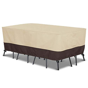 Arcedo 88 Inch Rectangular Patio Furniture Set Cover, Beige & Brown