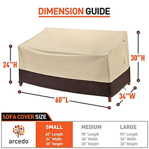 Arcedo 60 Inch Waterproof Patio Loveseat Sofa Cover, Beige & Brown