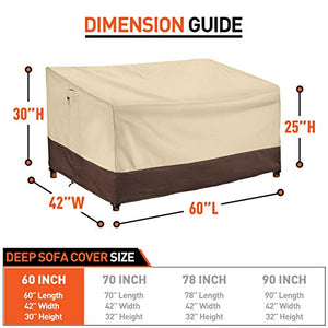 Arcedo 60 Inch Waterproof Patio Deep Sofa Cover, Beige & Brown