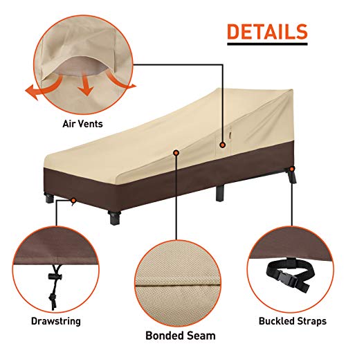Arcedo 80 Inch Patio Chaise Lounge Cover, Beige & Brown