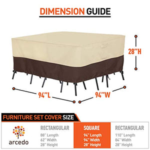 Arcedo 94 Inch Square Patio Furniture Set Cover, Beige & Brown