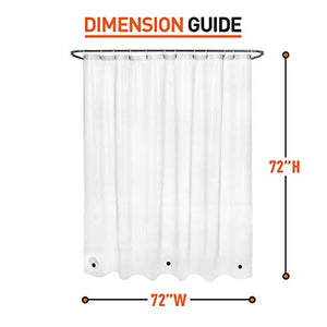 Arcedo Shower Curtain Liner 72 Inch, Clear