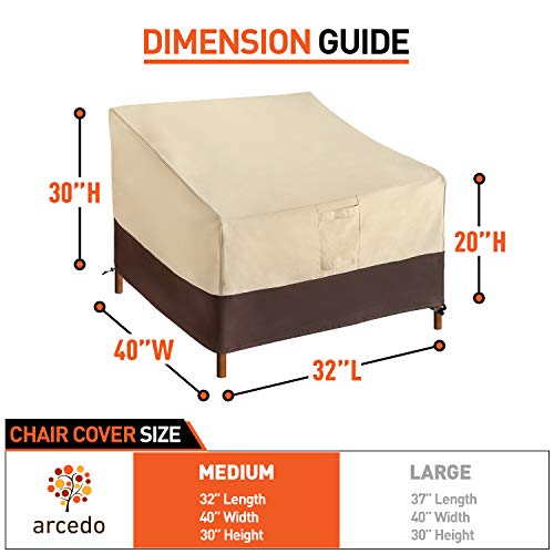 Arcedo 32 Inch Waterproof Patio Chair Cover, Beige & Brown