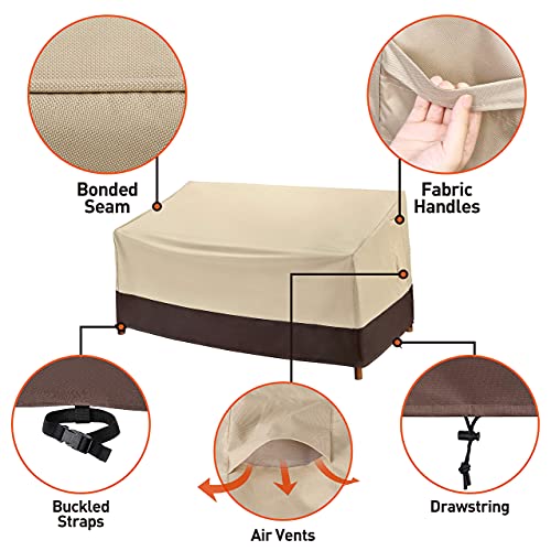 Arcedo 60 Inch Waterproof Patio Loveseat Sofa Cover, Beige & Brown