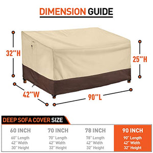 Arcedo 90 Inch Waterproof Patio Deep Sofa Cover, Beige & Brown