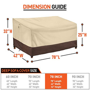 Arcedo 78 Inch Waterproof Patio Deep Sofa Cover, Beige & Brown