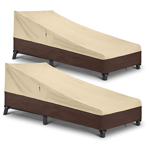 Arcedo 2 Pack 80 Inch Patio Chaise Lounge Cover, Beige & Brown
