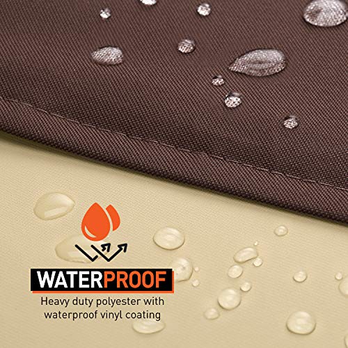 Arcedo 70 Inch Waterproof Patio Deep Sofa Cover, Beige & Brown